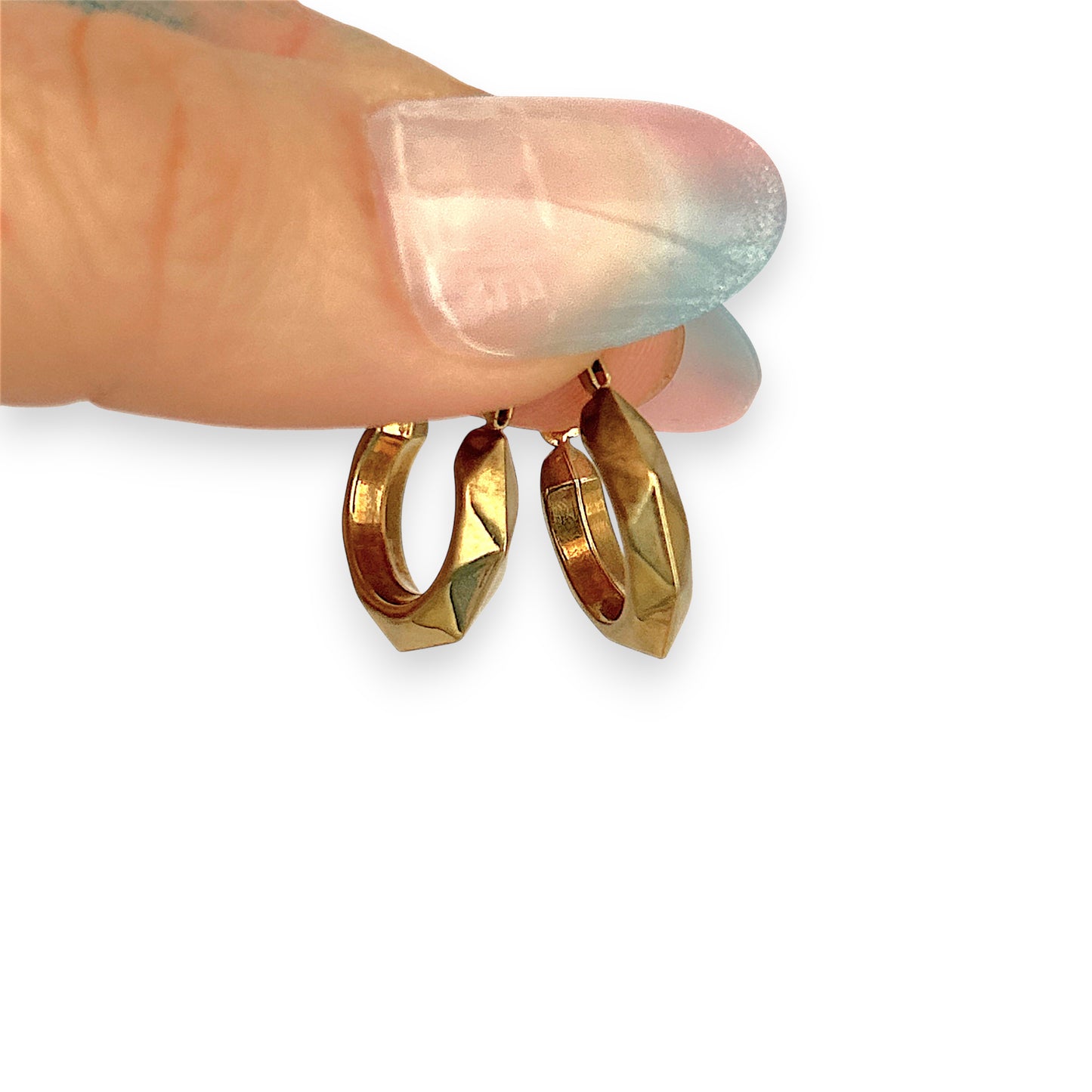GOLD DEAL | 9ct Gold Vintage UNO A ERRE Faceted Hoop Earrings 15.9mm