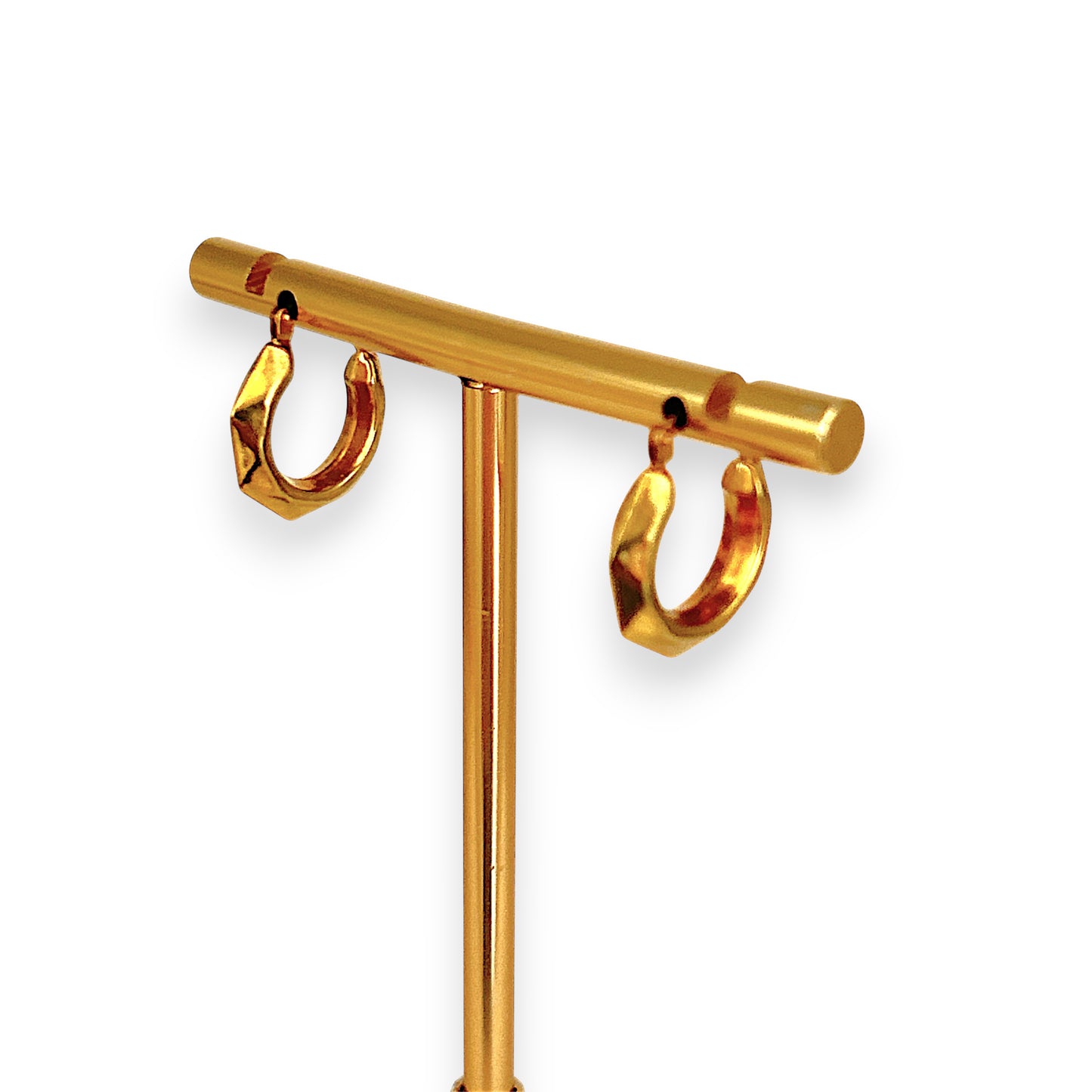 GOLD DEAL | 9ct Gold Vintage UNO A ERRE Faceted Hoop Earrings 15.9mm