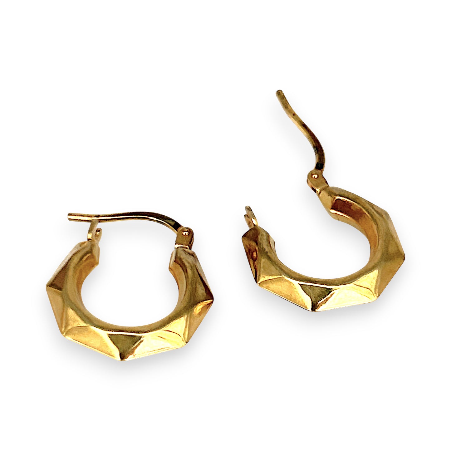 GOLD DEAL | 9ct Gold Vintage UNO A ERRE Faceted Hoop Earrings 15.9mm