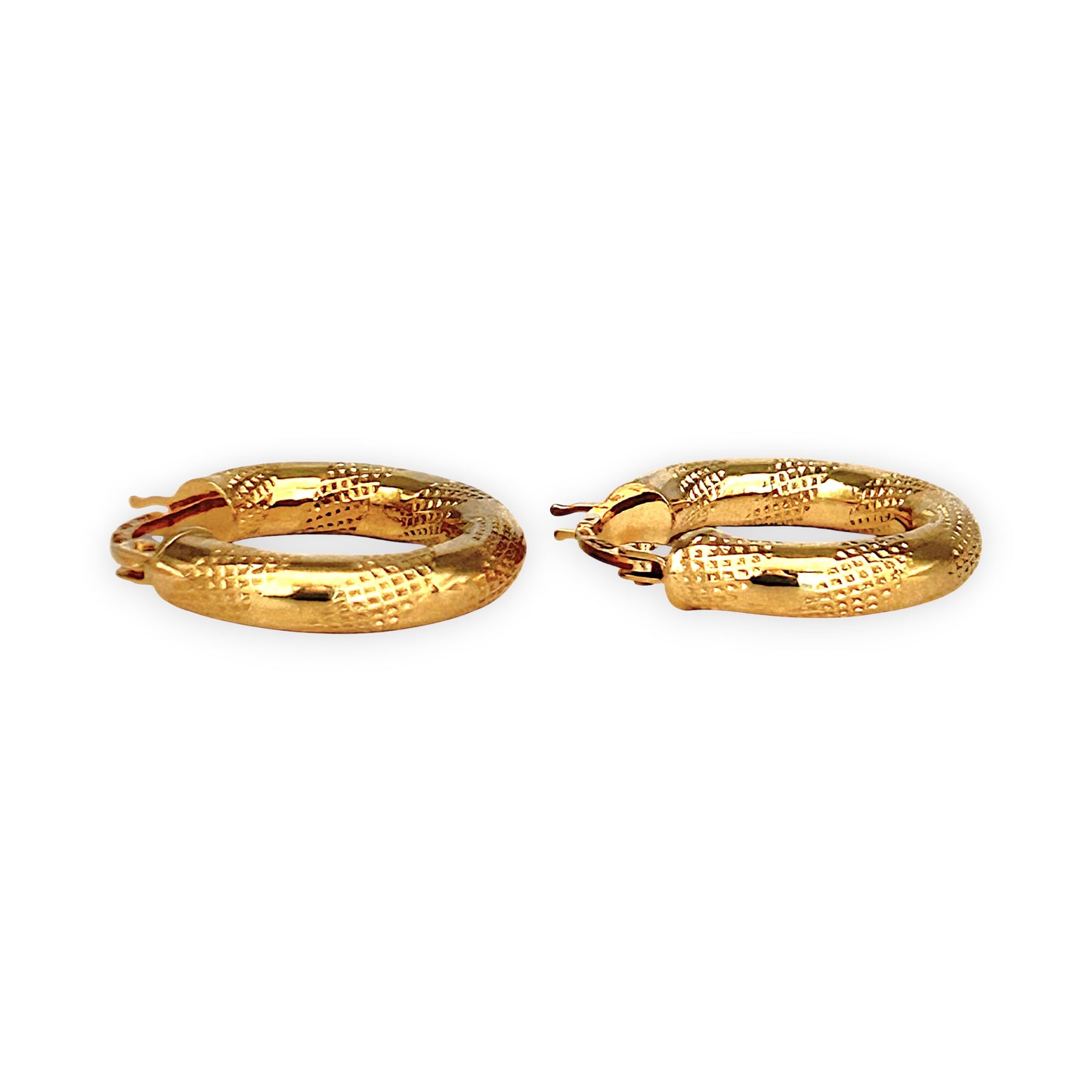 GOLD DEAL | 9ct Gold UNO A ERRE Textured Hoop Earrings - Refurbished