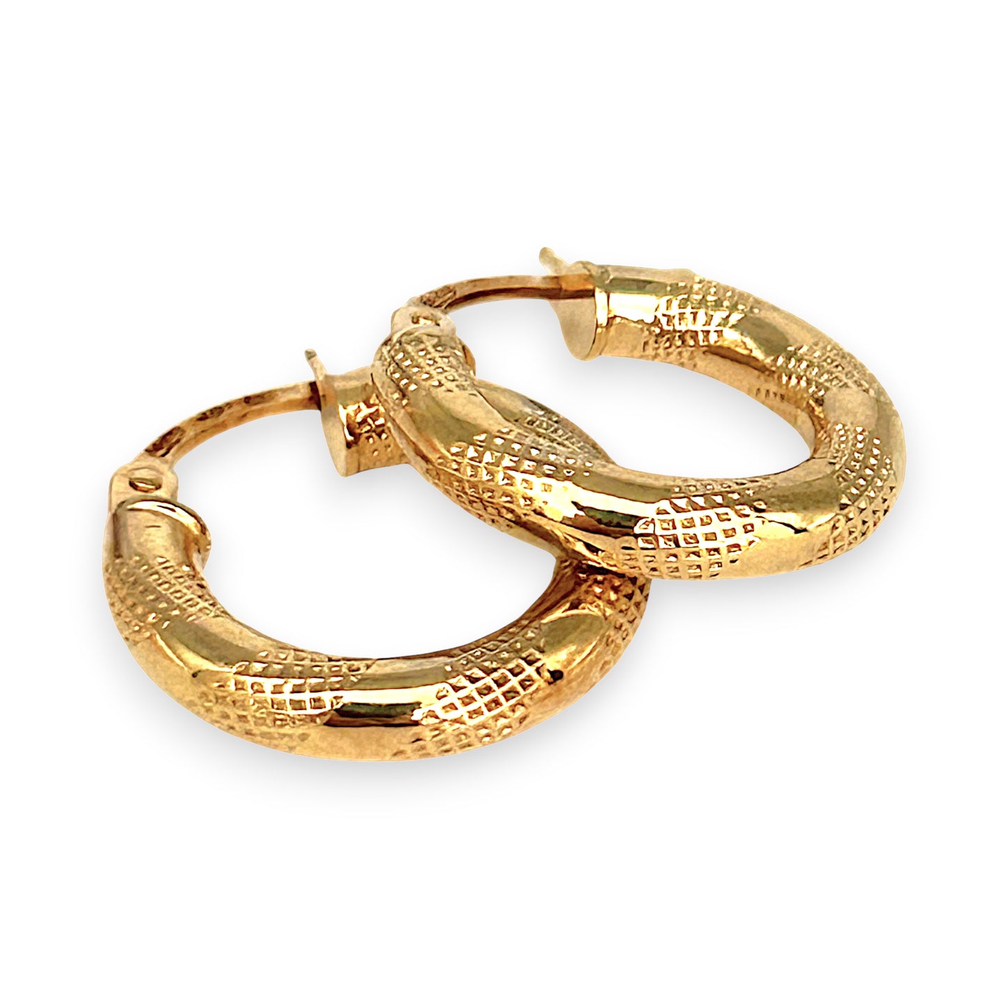 GOLD DEAL | 9ct Gold UNO A ERRE Textured Hoop Earrings - Refurbished