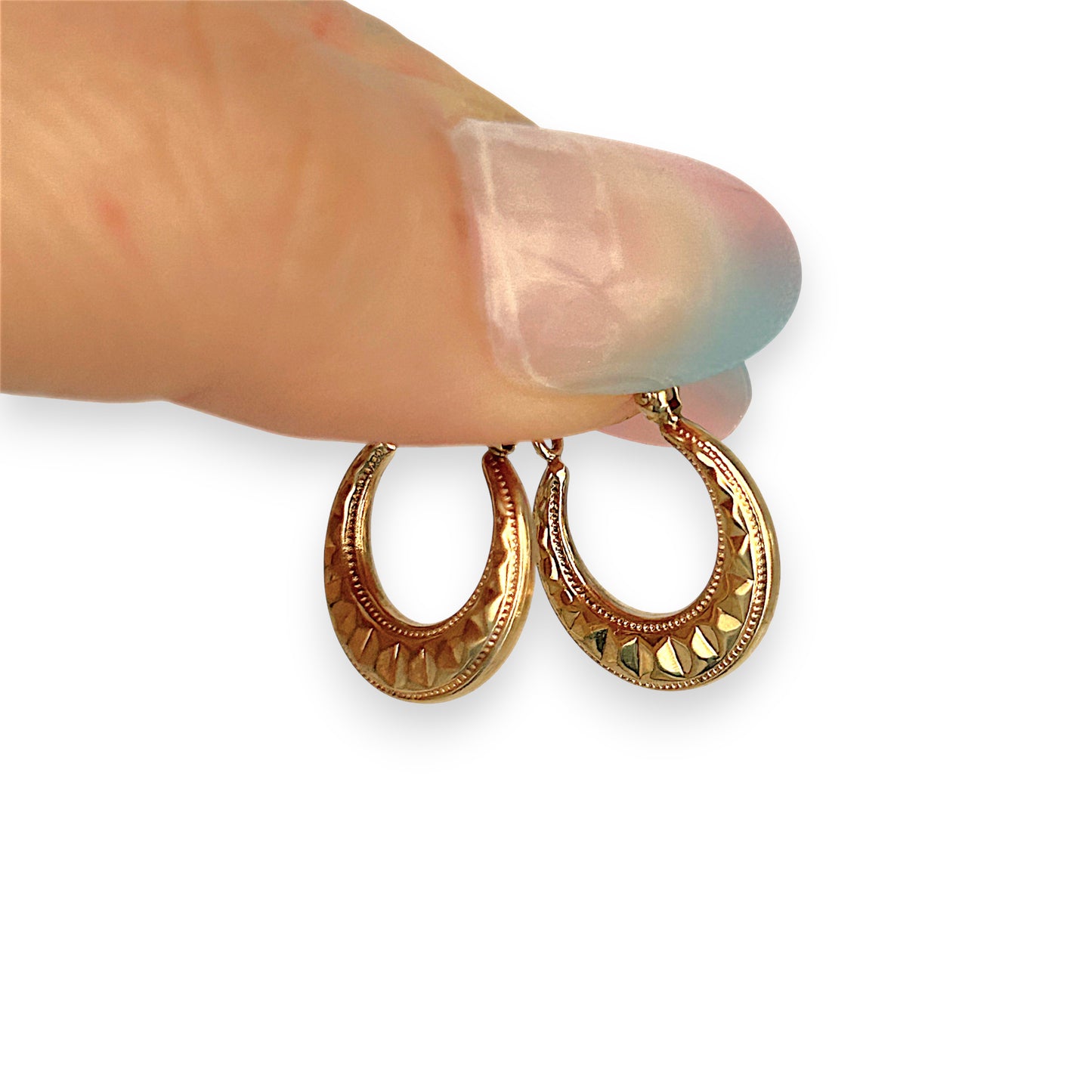 GOLD DEAL | 9ct Gold  Faceted Hoop Earrings