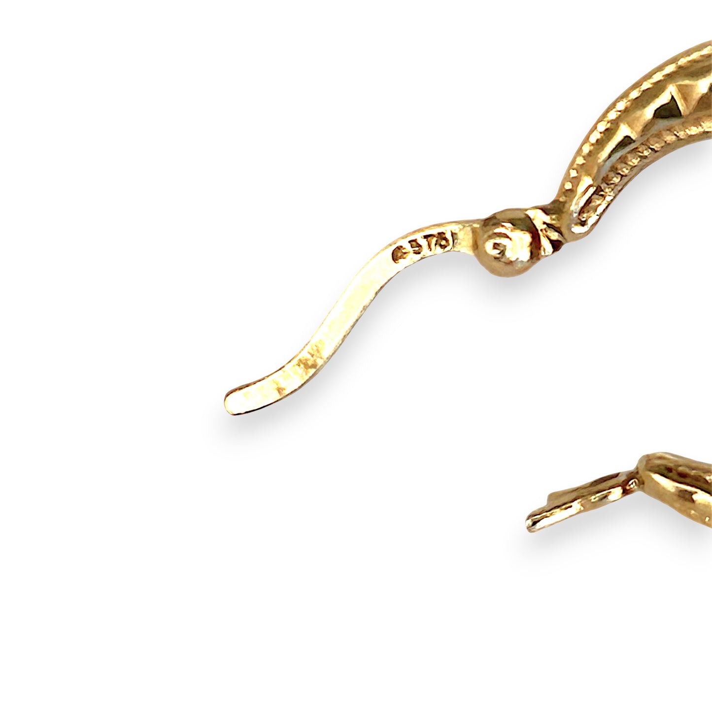 GOLD DEAL | 9ct Gold  Faceted Hoop Earrings