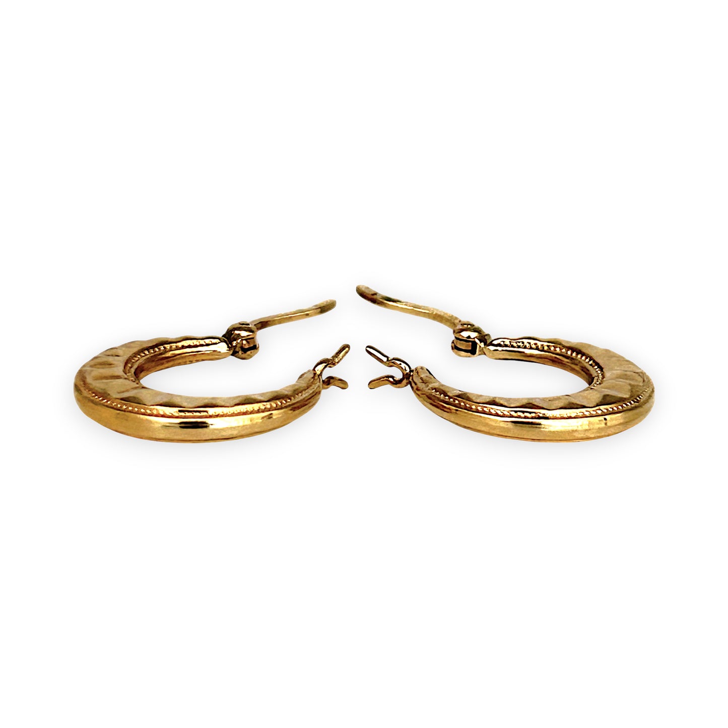GOLD DEAL | 9ct Gold  Faceted Hoop Earrings