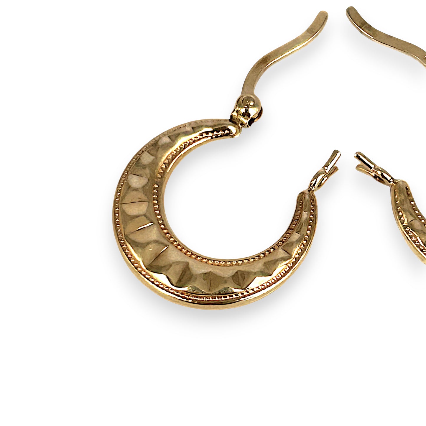 GOLD DEAL | 9ct Gold  Faceted Hoop Earrings