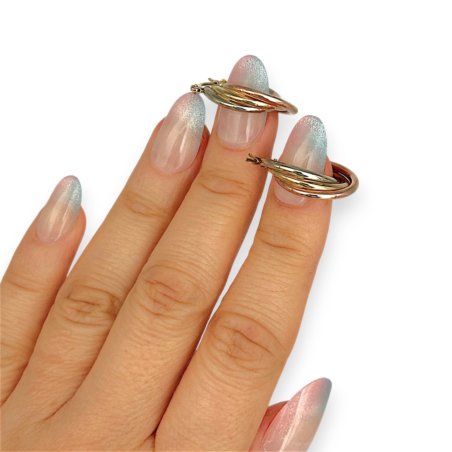 GOLD DEAL | 9ct Y/W/R Gold Tricolour Harmony Hoop Earrings 22.9mm