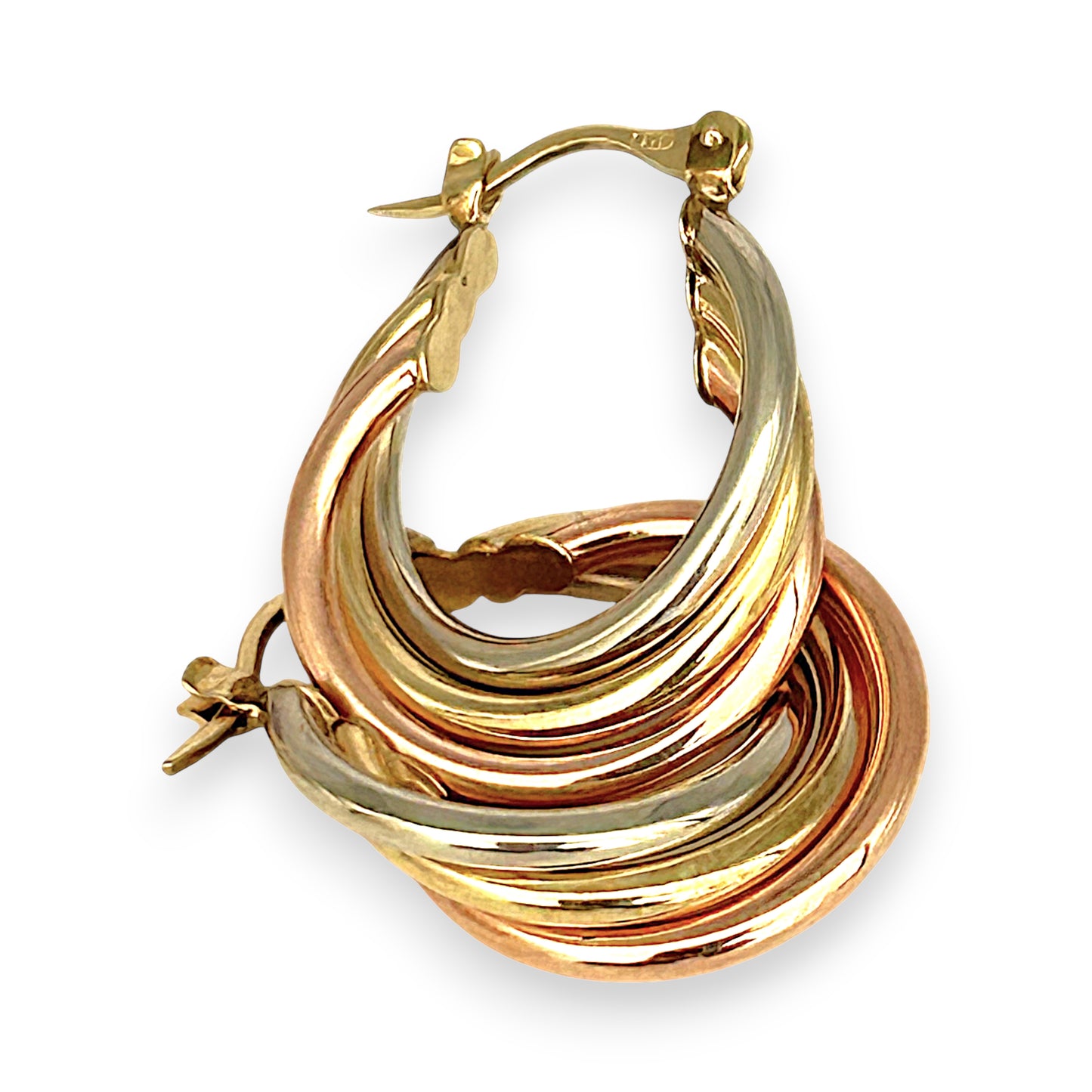 GOLD DEAL | 9ct Y/W/R Gold Tricolour Harmony Hoop Earrings 22.9mm