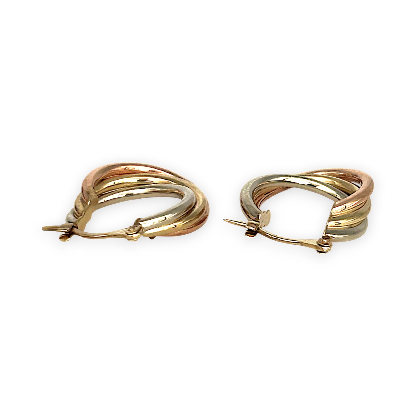 GOLD DEAL | 9ct Y/W/R Gold Tricolour Harmony Hoop Earrings 22.9mm
