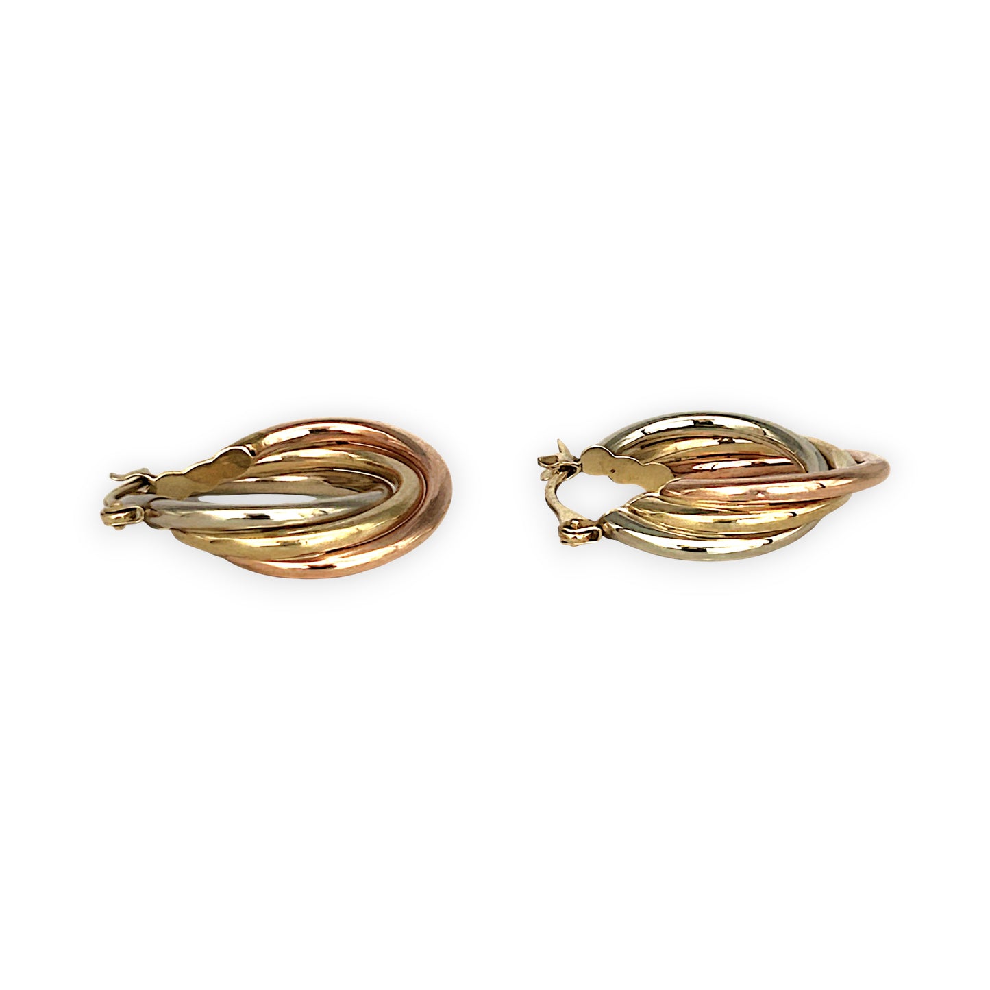 GOLD DEAL | 9ct Y/W/R Gold Tricolour Harmony Hoop Earrings 22.9mm