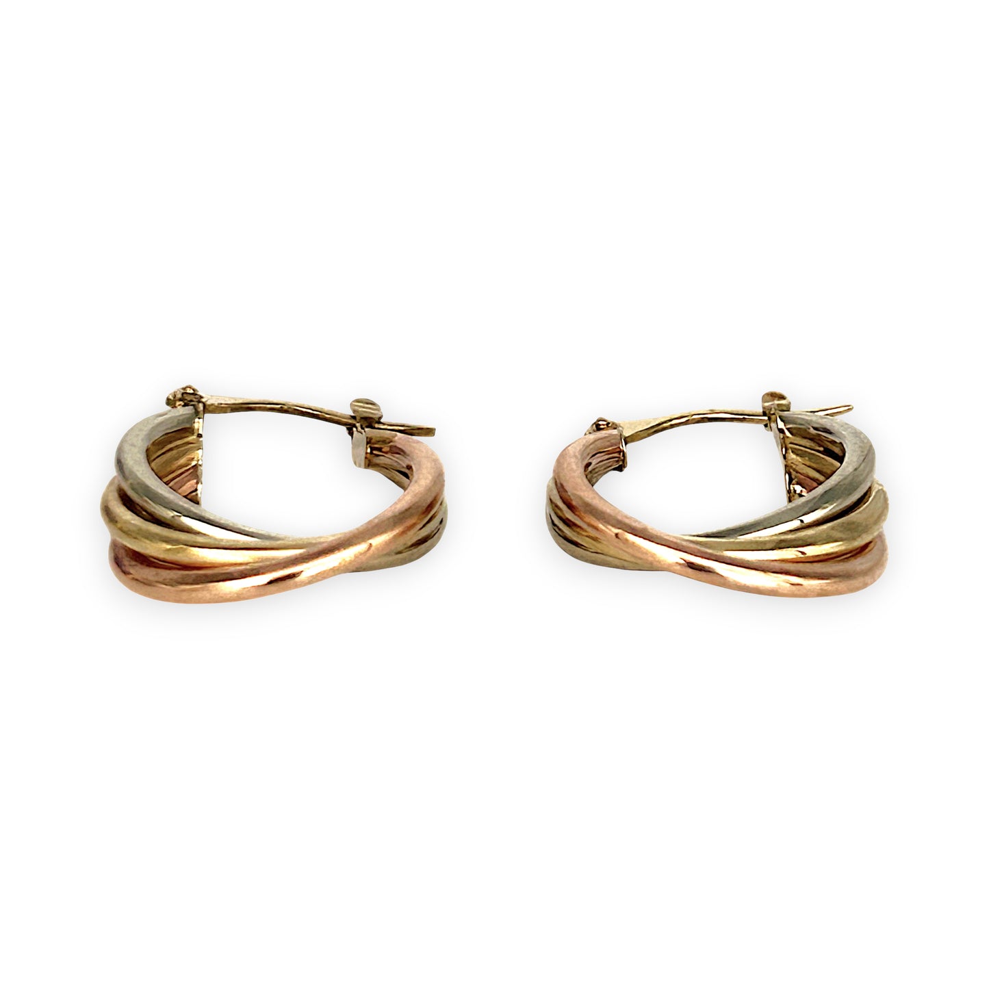 GOLD DEAL | 9ct Y/W/R Gold Tricolour Harmony Hoop Earrings 22.9mm