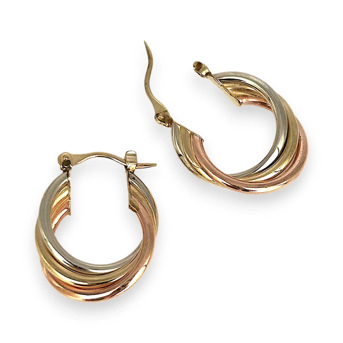 GOLD DEAL | 9ct Y/W/R Gold Tricolour Harmony Hoop Earrings 22.9mm