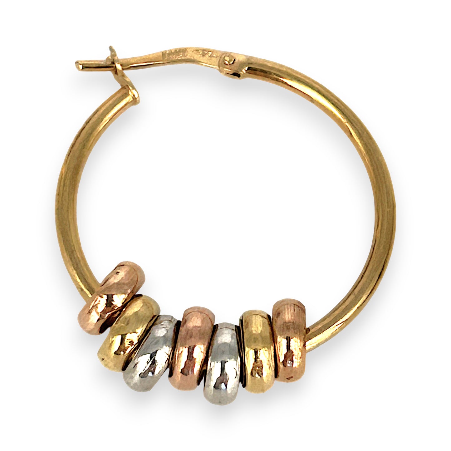 GOLD DEAL | 9ct Y/W/R Gold Trio Bead Hoop Earrings 23.6mm