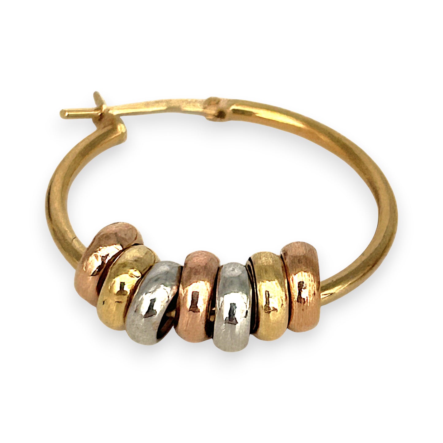 GOLD DEAL | 9ct Y/W/R Gold Trio Bead Hoop Earrings 23.6mm