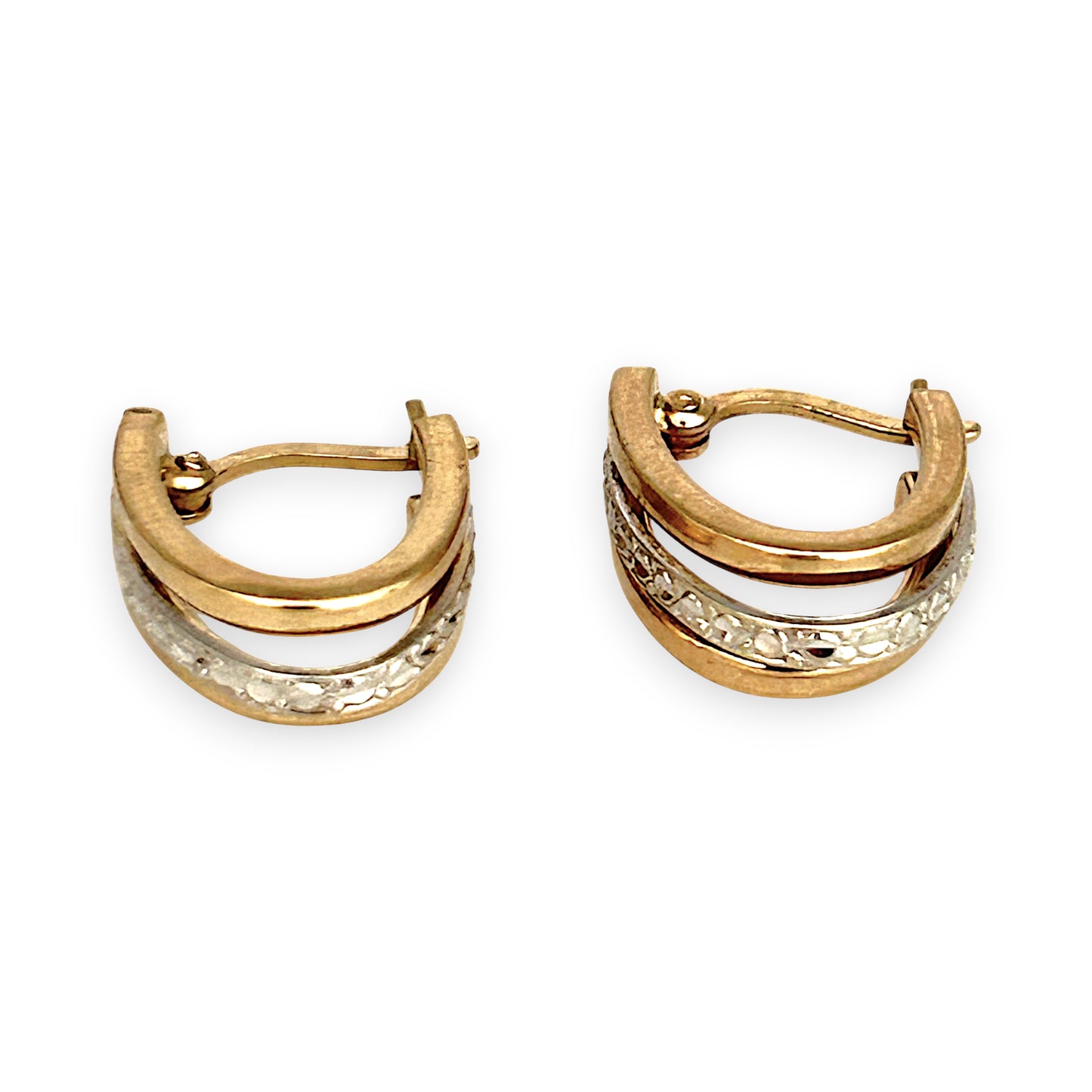 GOLD DEAL | 9ct Y/W Gold Dual-Tone Faceted Hoop Earrings
