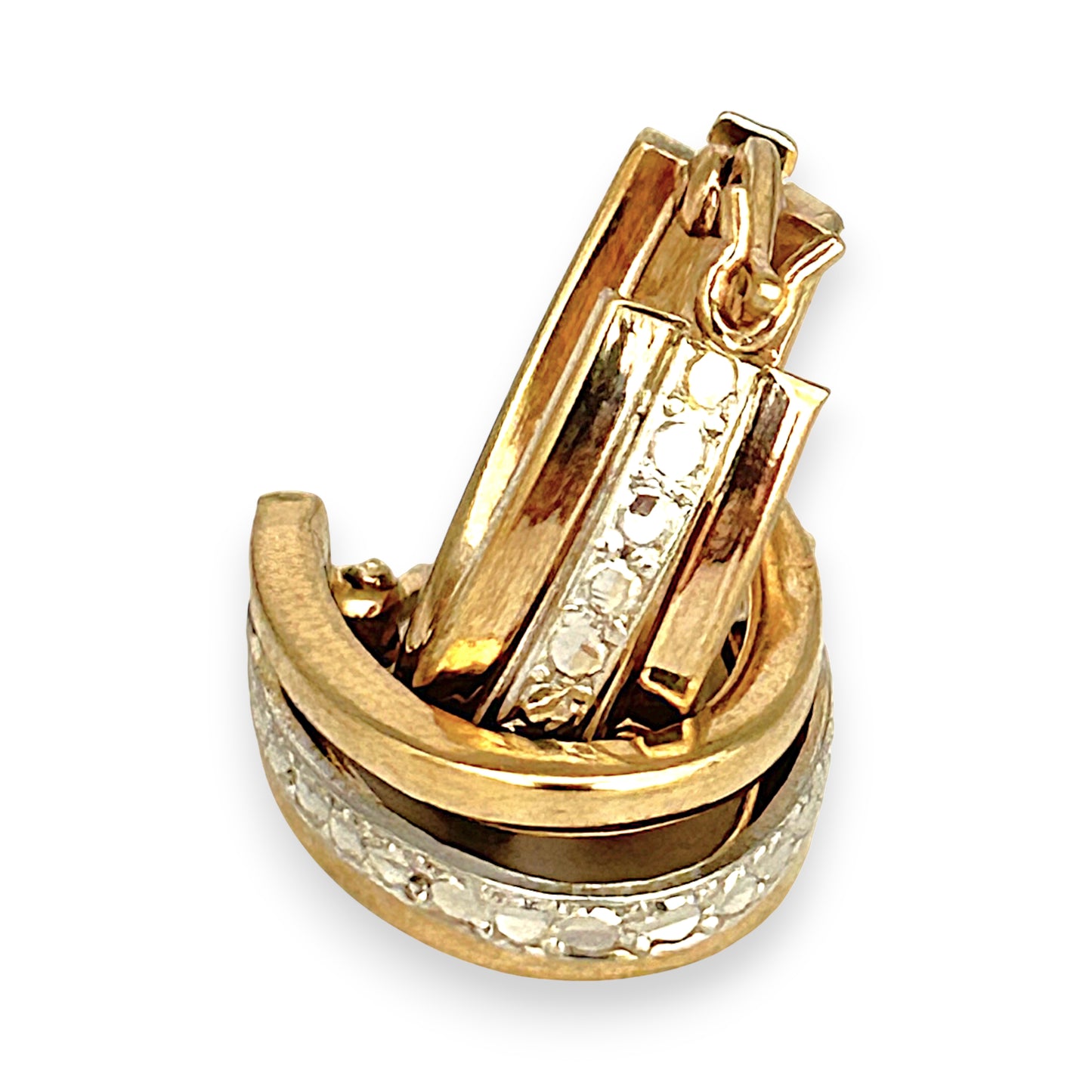 GOLD DEAL | 9ct Y/W Gold Dual-Tone Faceted Hoop Earrings