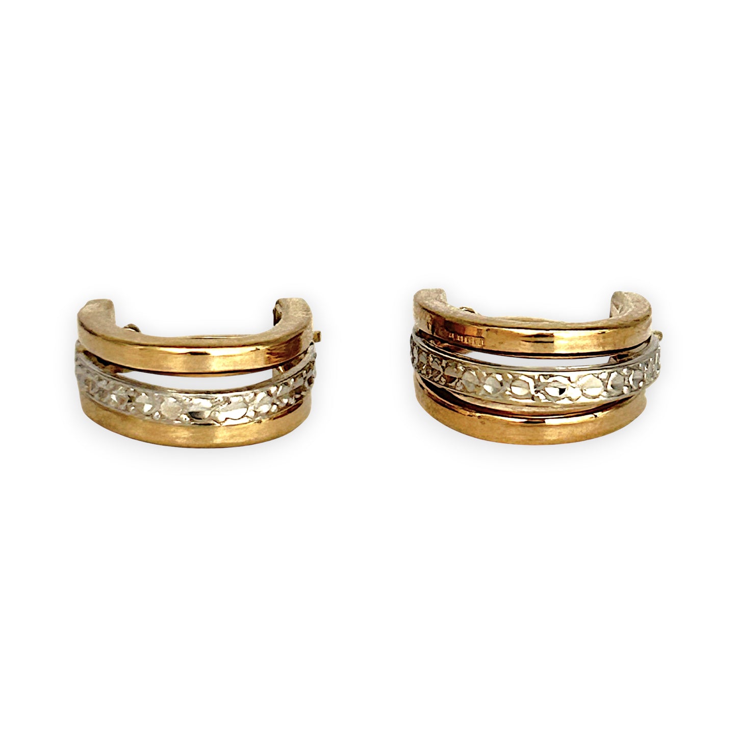 GOLD DEAL | 9ct Y/W Gold Dual-Tone Faceted Hoop Earrings