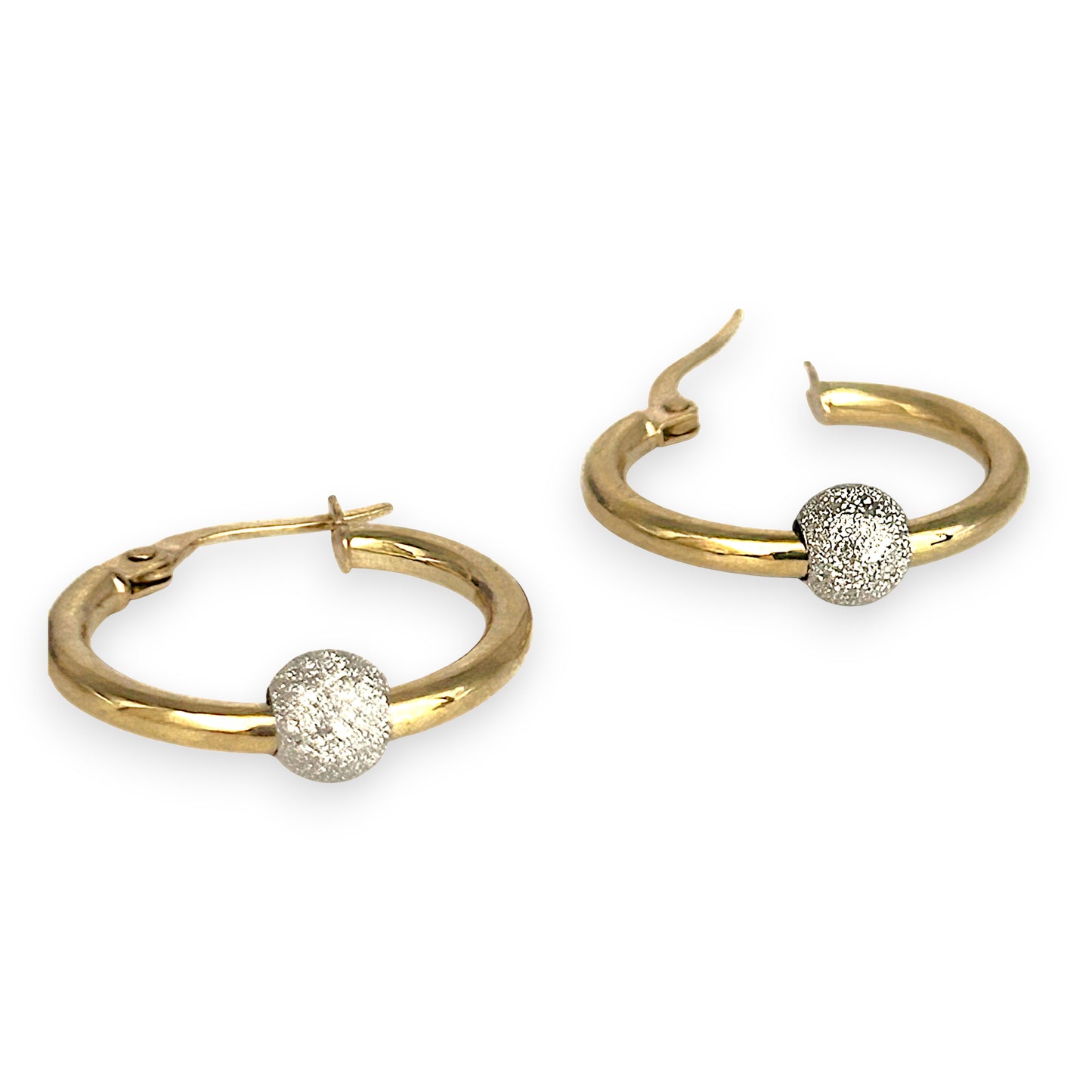 GOLD DEAL | 9ct Gold Hoop Earrings with White Gold Accent 19.9mm