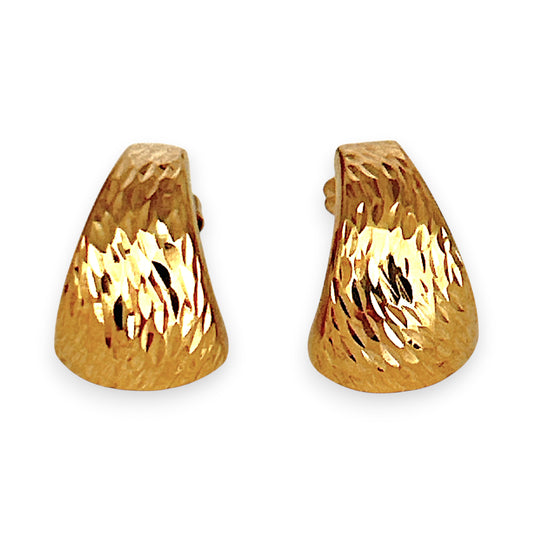 GOLD DEAL | 9ct (9K) Gold Refurbished Textured Crescent Stud Earrings