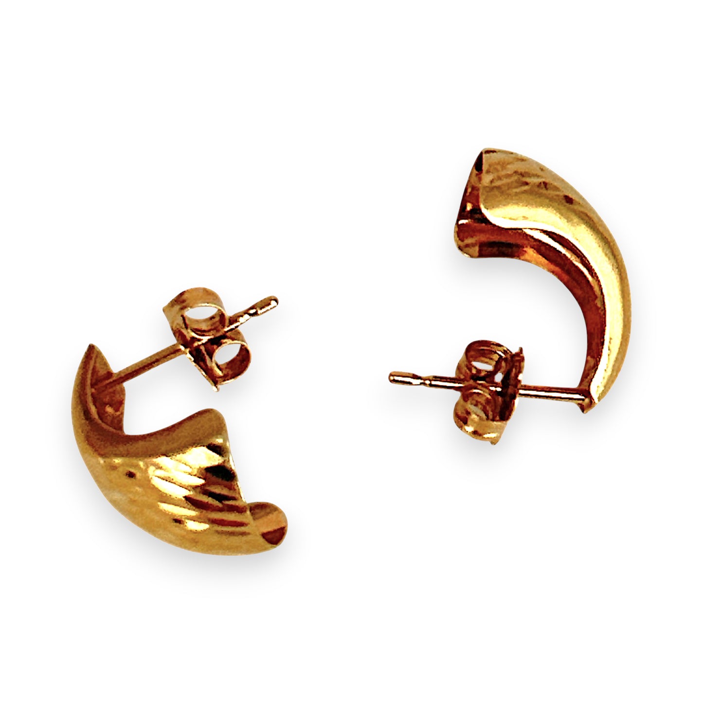 GOLD DEAL | 9ct (9K) Gold Refurbished Textured Crescent Stud Earrings