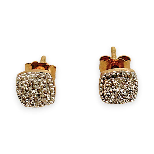 GOLD DEAL | 9ct Gold Radiance Cushion Diamond Stud Earrings