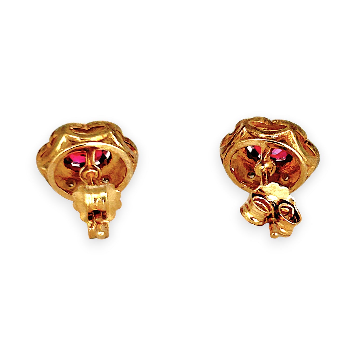 GOLD DEAL | 9ct Gold Ruby Blossom Diamond Stud Earrings