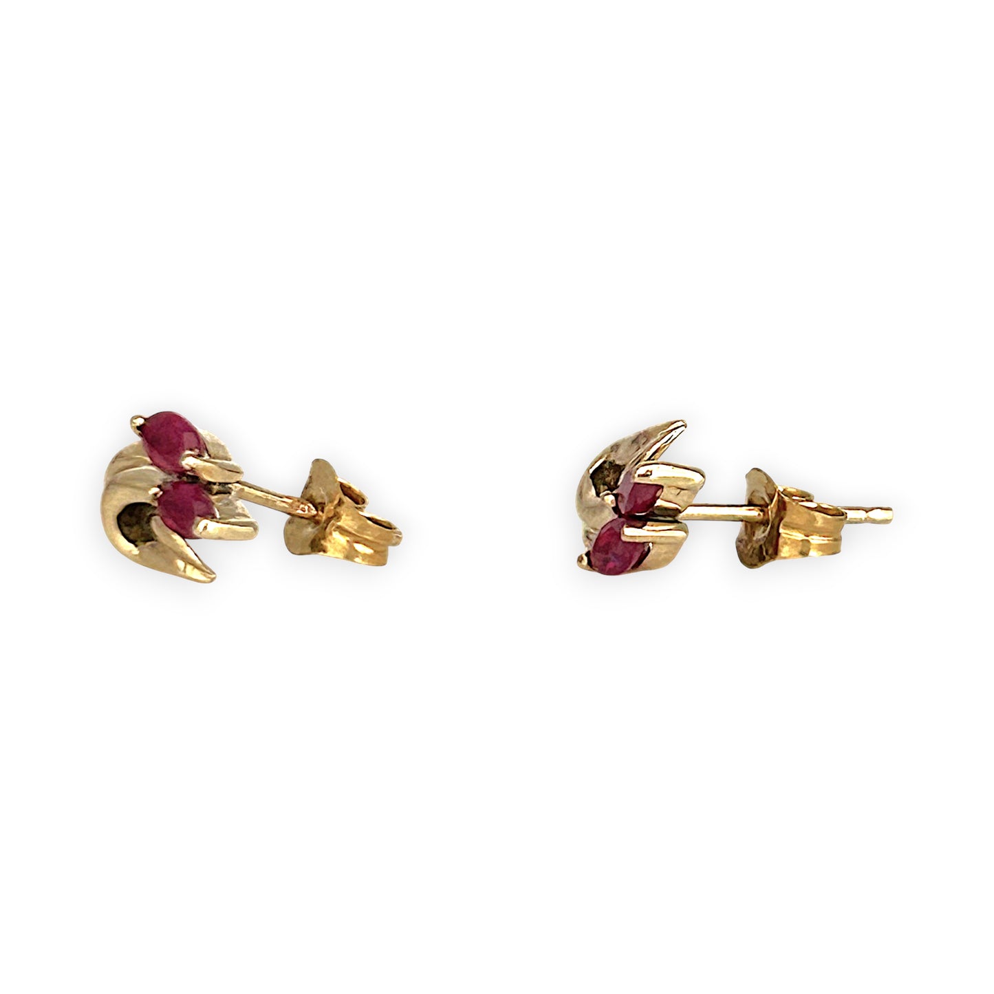 GOLD DEAL | 9ct Gold Duo-Oval Cut Pink Ruby Stud Earrings