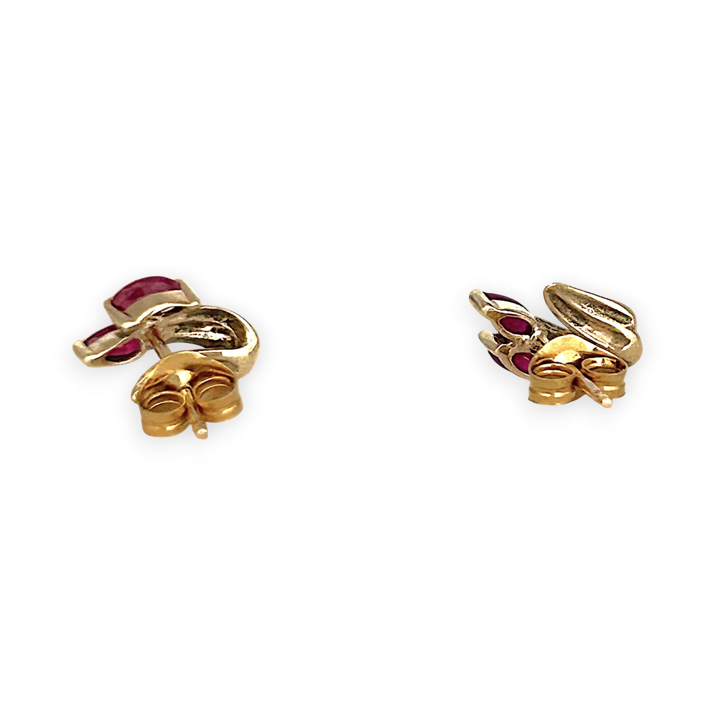 GOLD DEAL | 9ct Gold Duo-Oval Cut Pink Ruby Stud Earrings