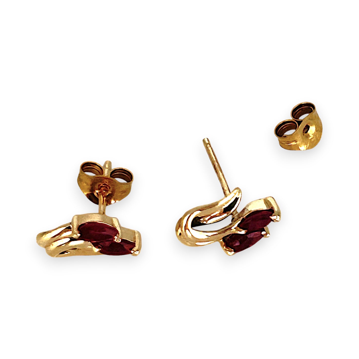 GOLD DEAL | 9ct Gold Duo-Oval Cut Pink Ruby Stud Earrings