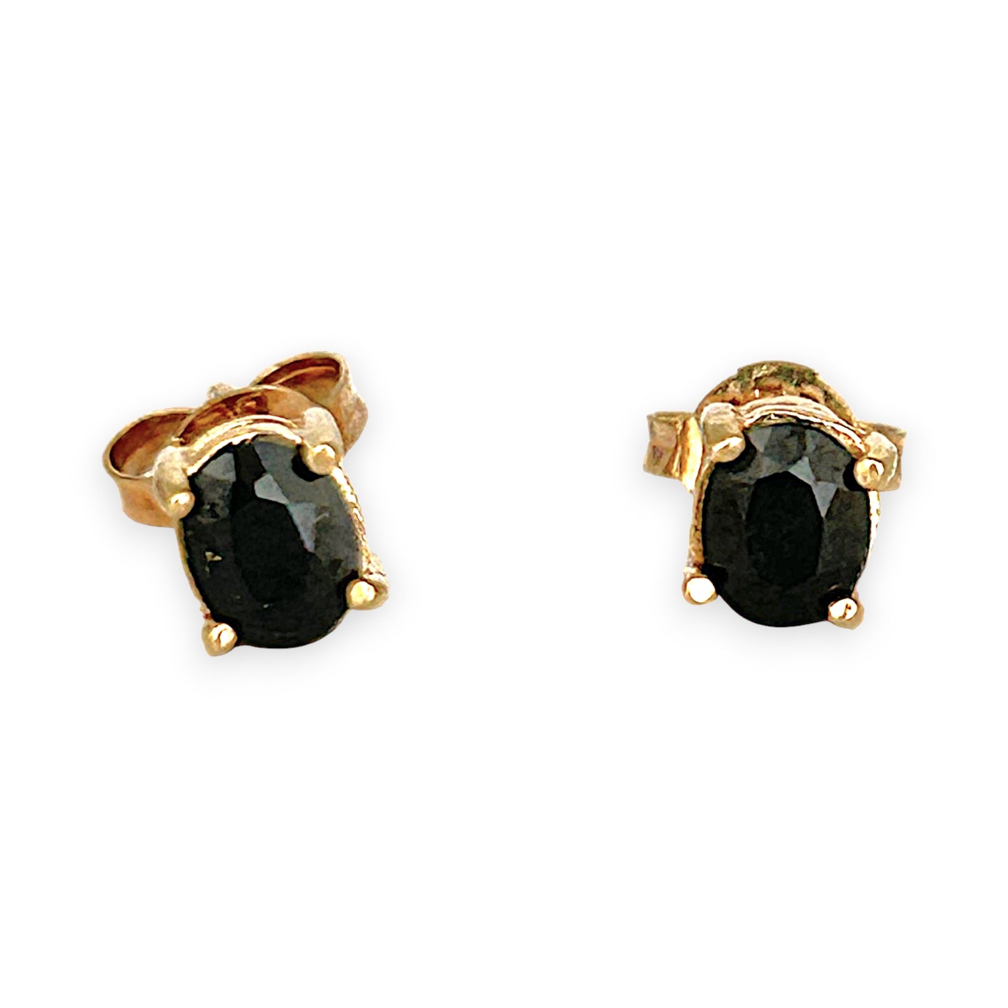 GOLD DEAL | 9ct Gold Midnight Glow Sapphire Stud Earrings 5.1mm x 4.6mm
