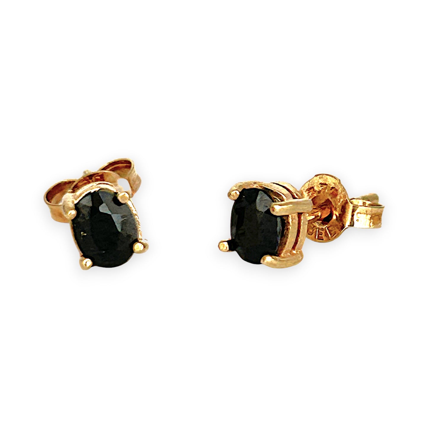 GOLD DEAL | 9ct Gold Midnight Glow Sapphire Stud Earrings 5.1mm x 4.6mm