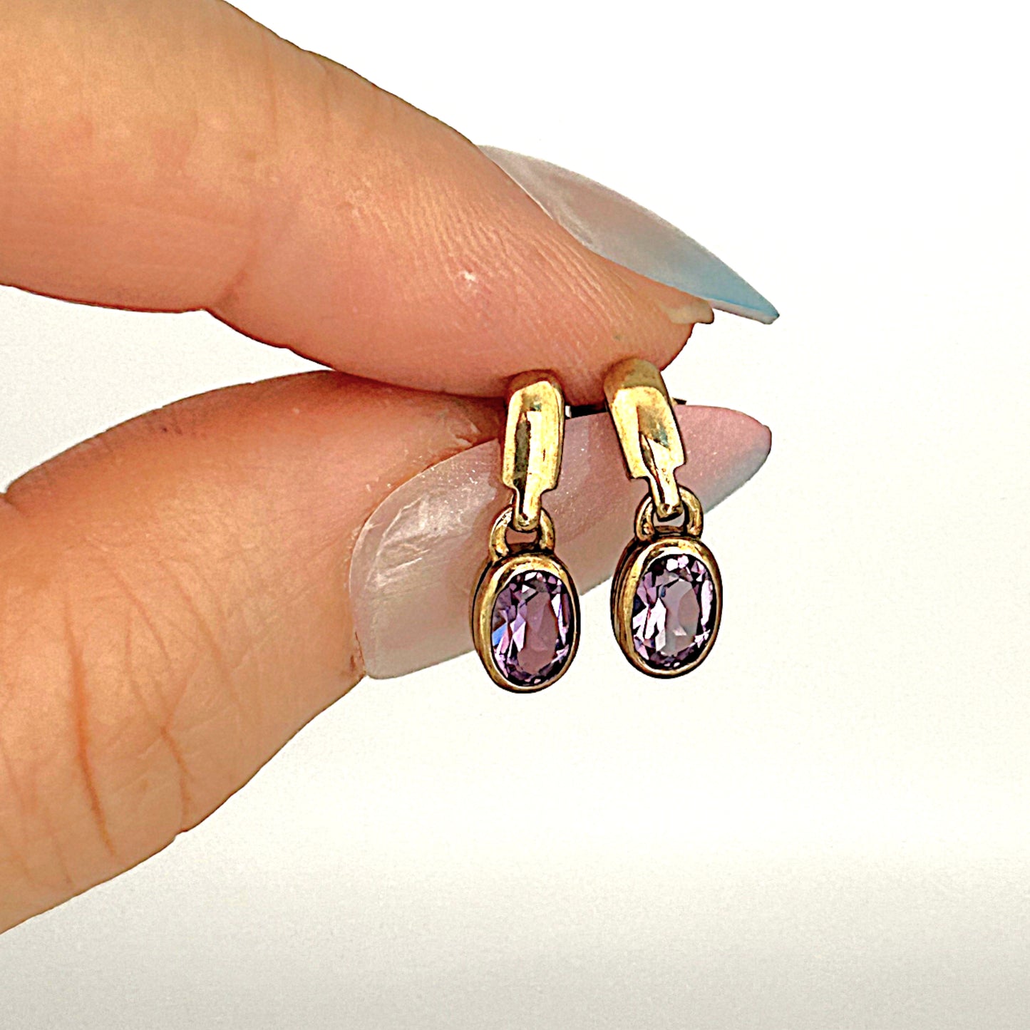 GOLD DEAL | 9ct Gold Vintage Amethyst Drop Earrings