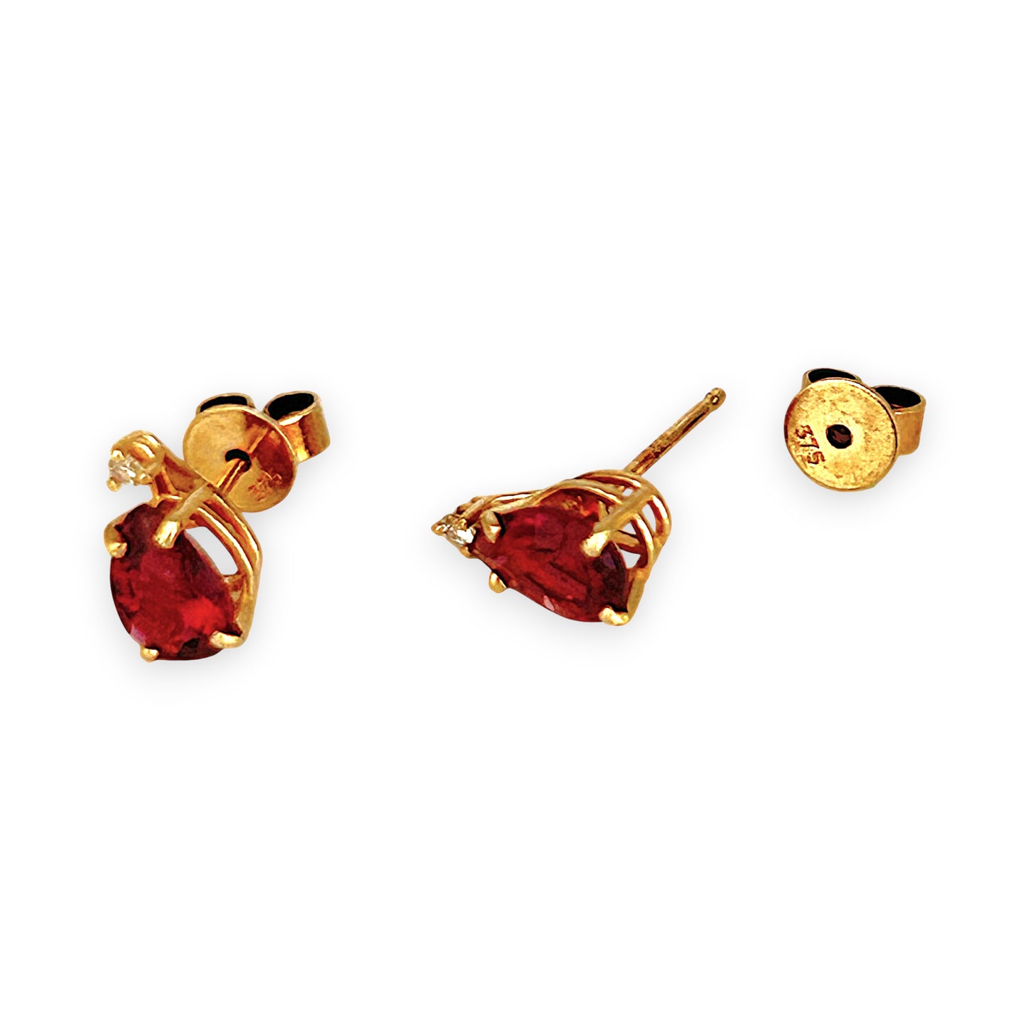 GOLD DEAL | 9ct Gold Crimson Teardrop Elegance Stud  Earrings