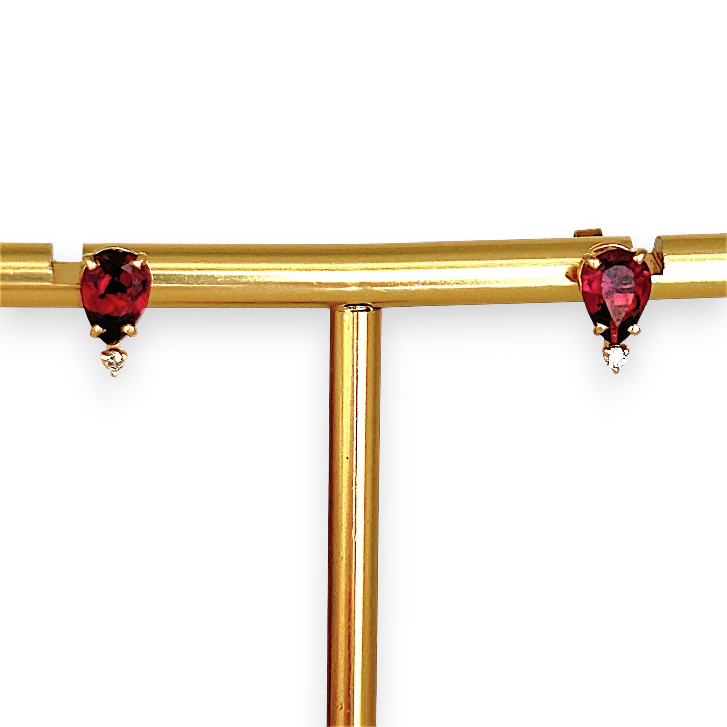 GOLD DEAL | 9ct Gold Crimson Teardrop Elegance Stud  Earrings