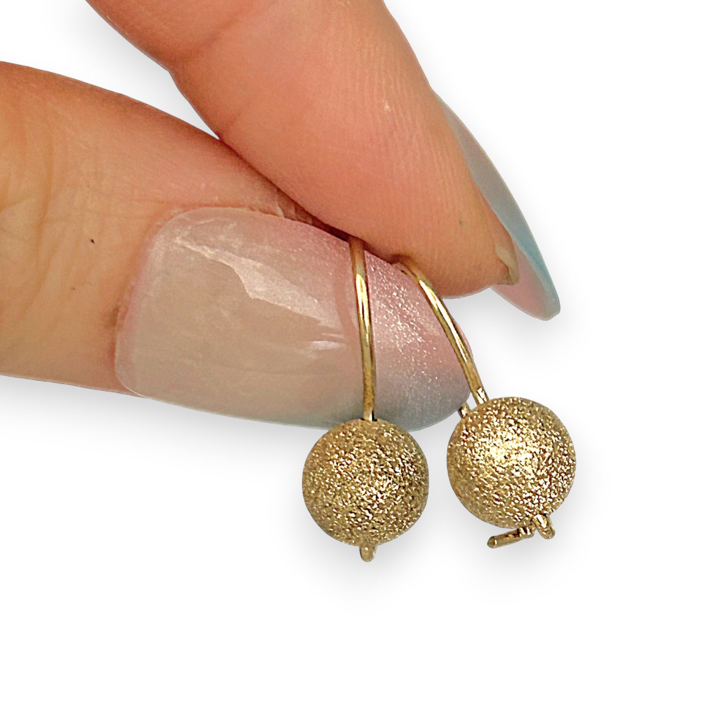 GOLD DEAL | 9ct Gold Textured Gold Sphere Drop Earrings