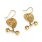 GOLD DEAL | 9ct Gold Vintage Heart Dangle Earrings