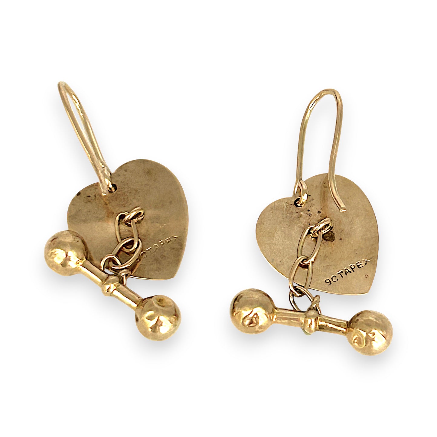 GOLD DEAL | 9ct Gold Vintage Heart Dangle Earrings