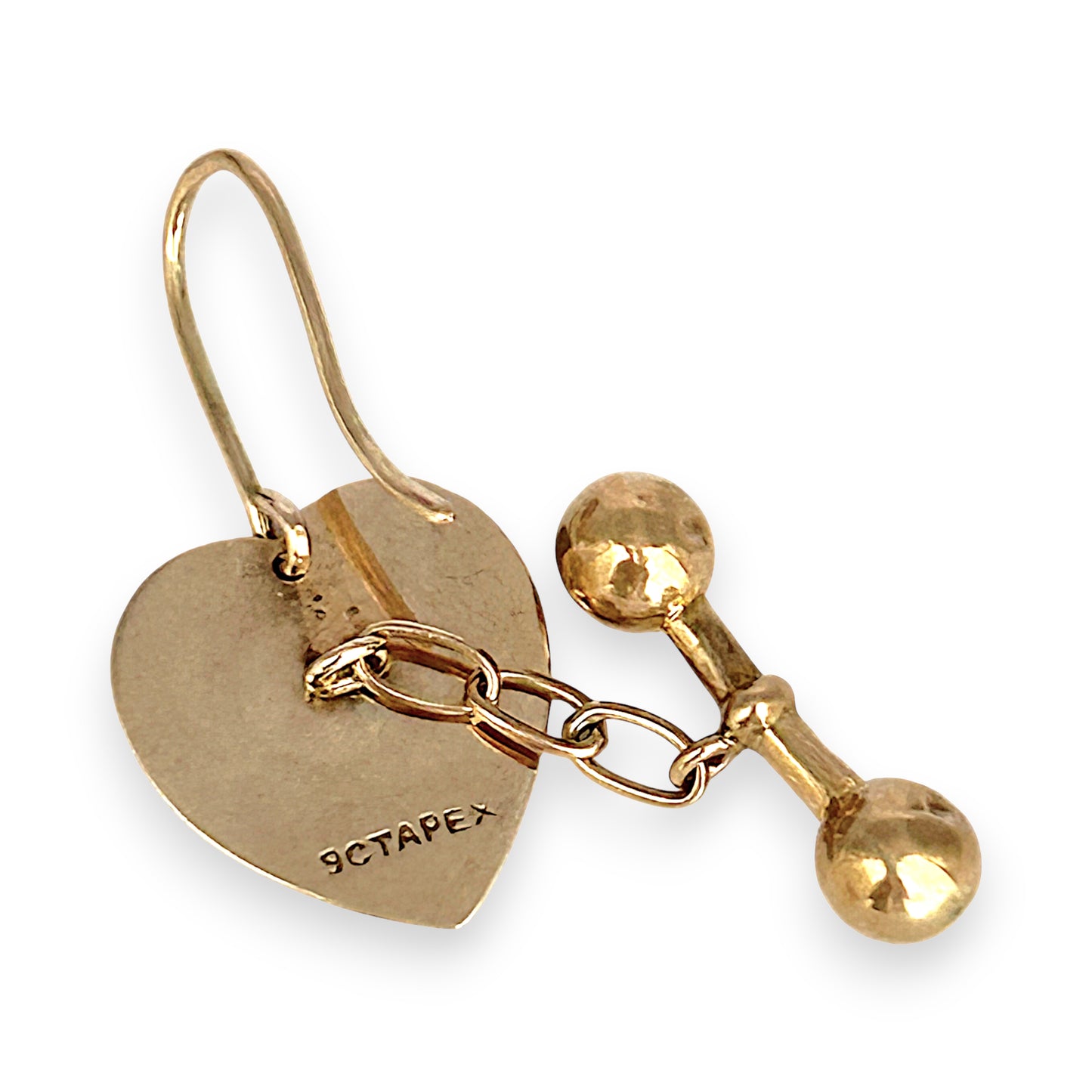 GOLD DEAL | 9ct Gold Vintage Heart Dangle Earrings