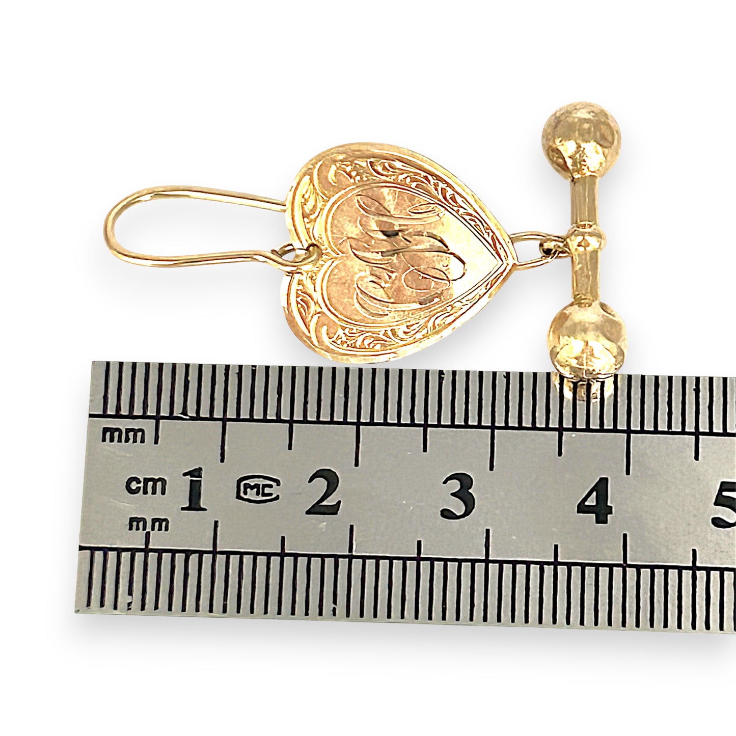 GOLD DEAL | 9ct Gold Vintage Heart Dangle Earrings