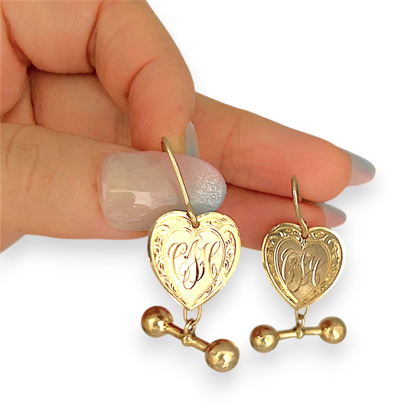 GOLD DEAL | 9ct Gold Vintage Heart Dangle Earrings