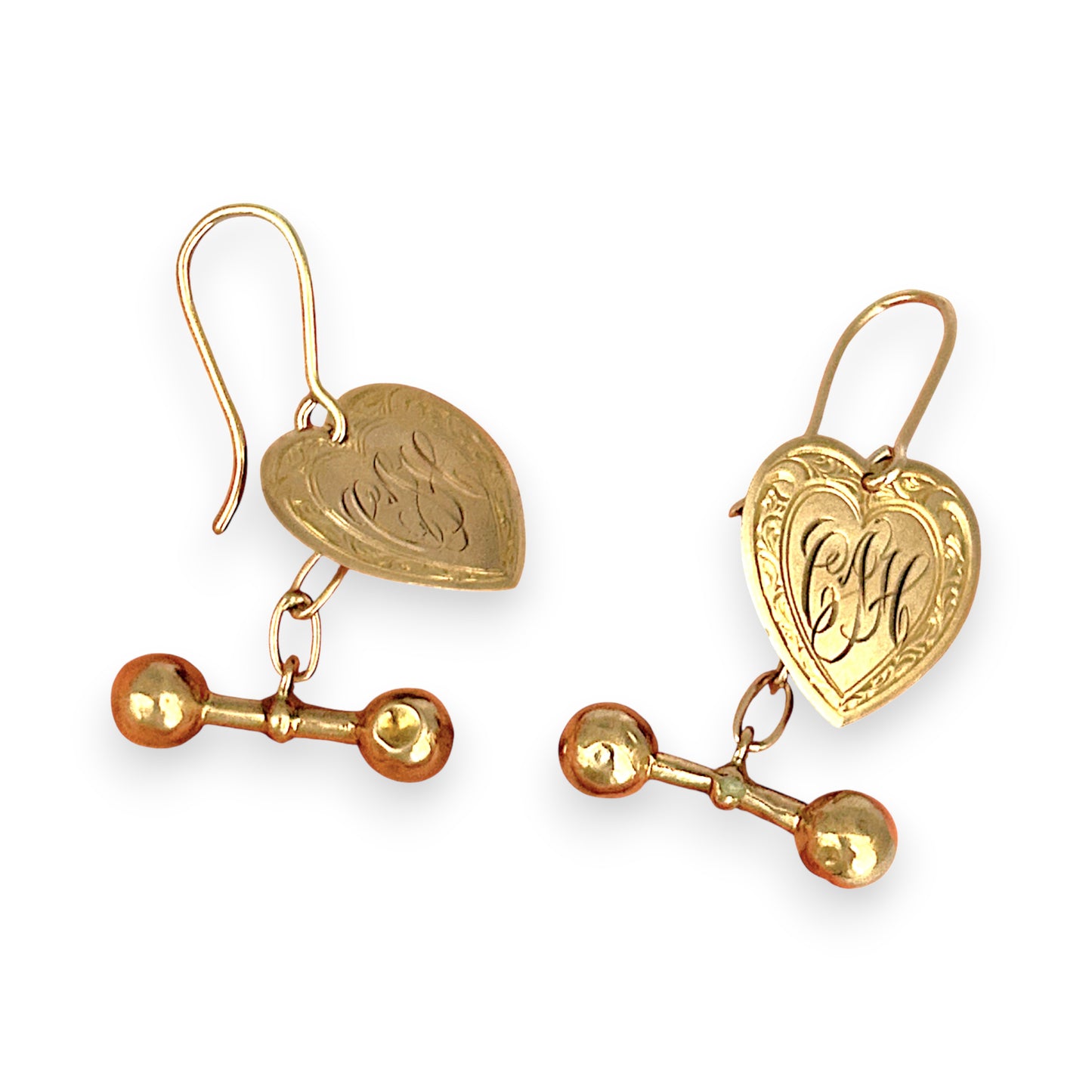 GOLD DEAL | 9ct Gold Vintage Heart Dangle Earrings