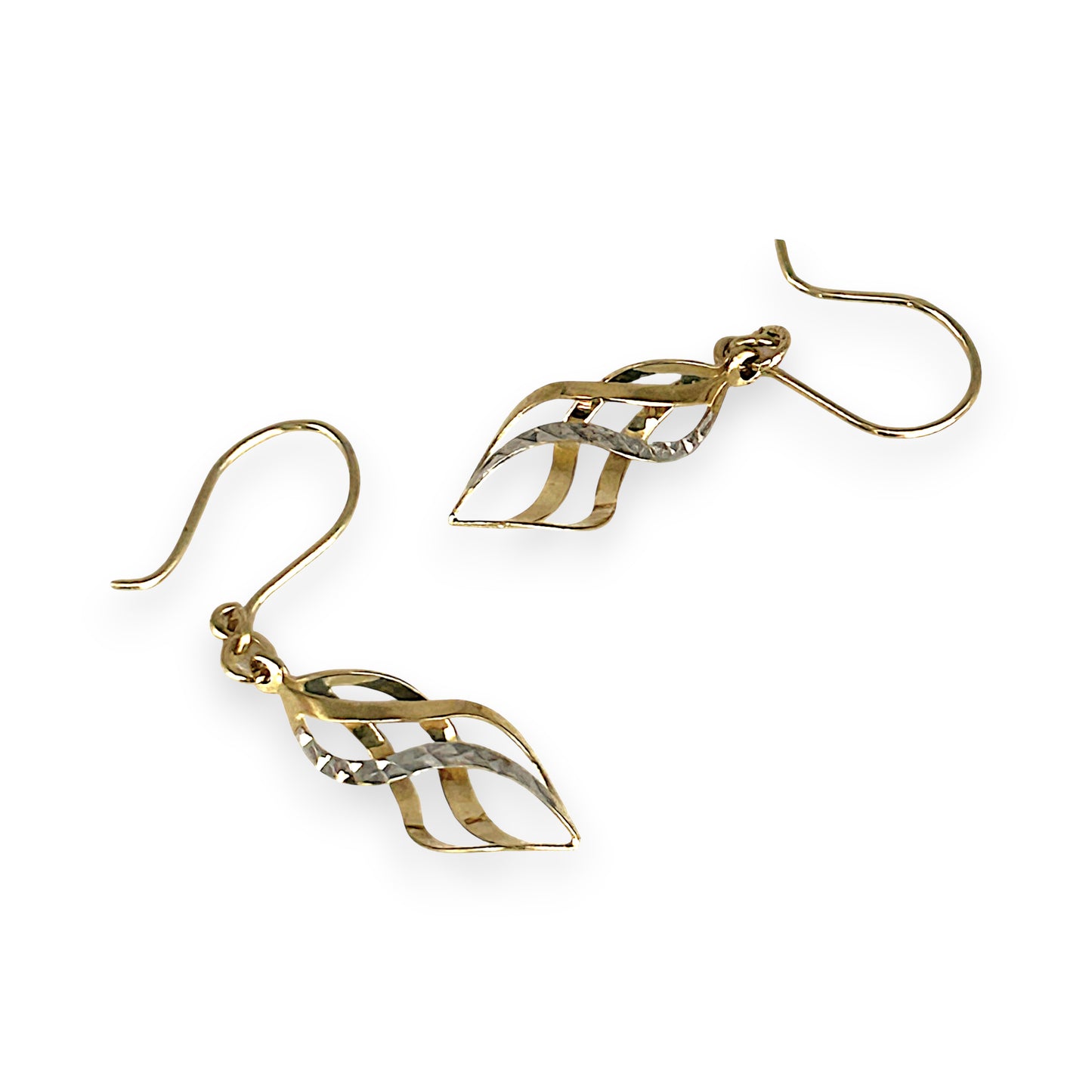GOLD DEAL | 9ct Y/W Gold Two-Tone Gold Twist Drop Earrings