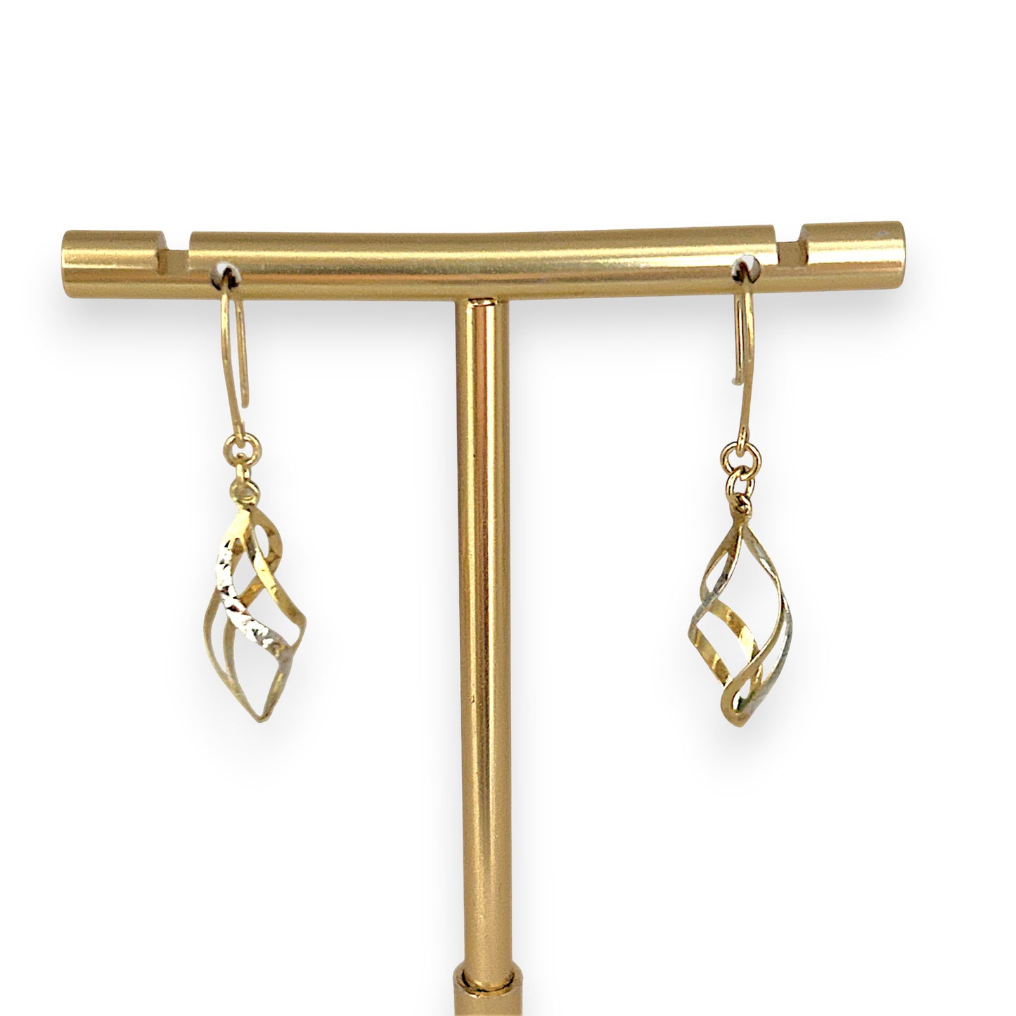 GOLD DEAL | 9ct Y/W Gold Two-Tone Gold Twist Drop Earrings