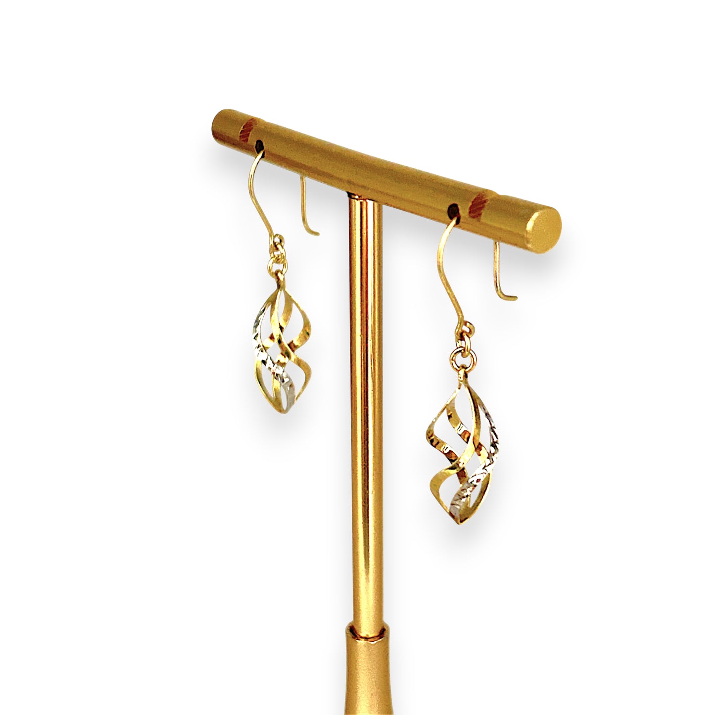 GOLD DEAL | 9ct Y/W Gold Two-Tone Gold Twist Drop Earrings