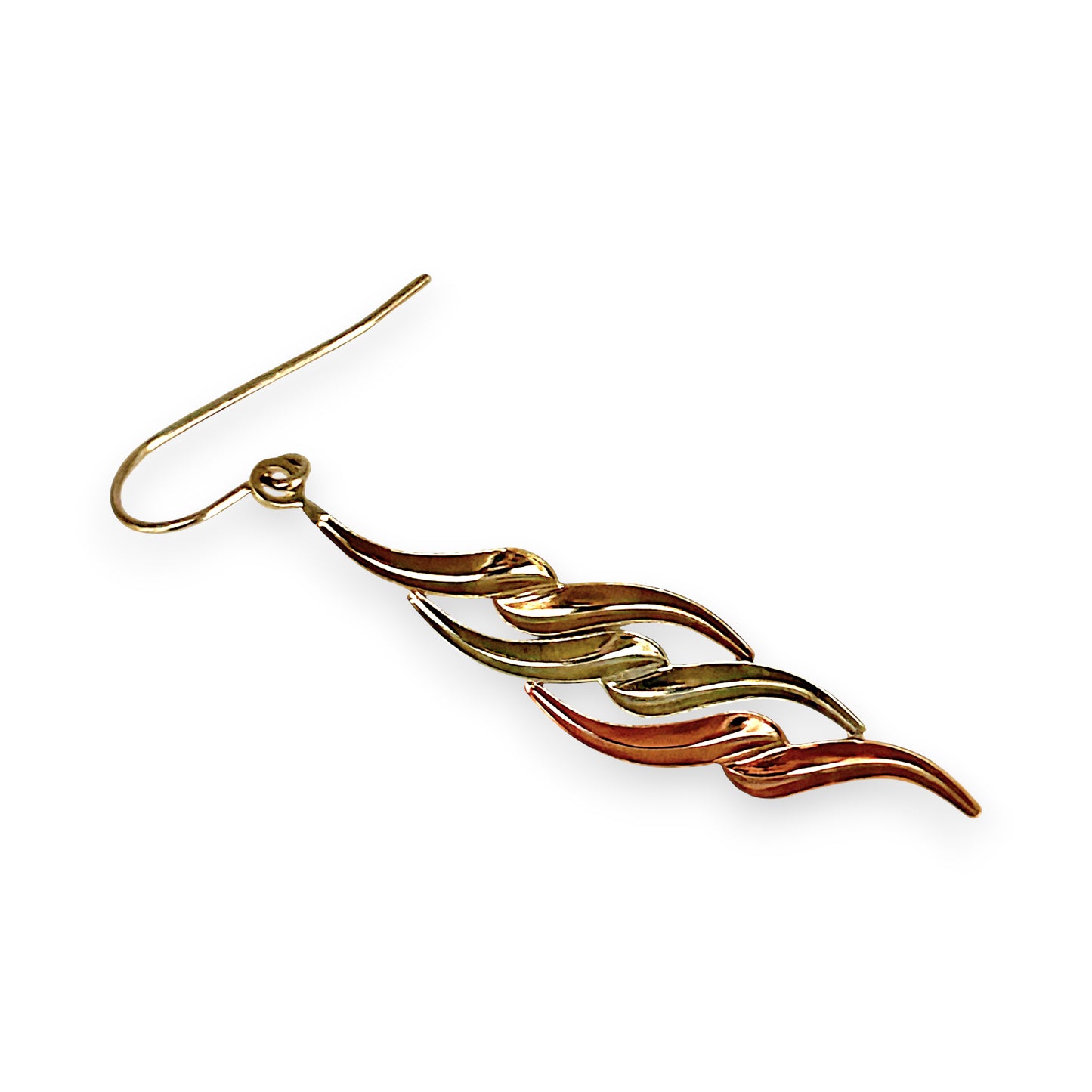 GOLD DEAL | 9ct Y/W/R Gold ri-Color Gold Twist Drop Earrings