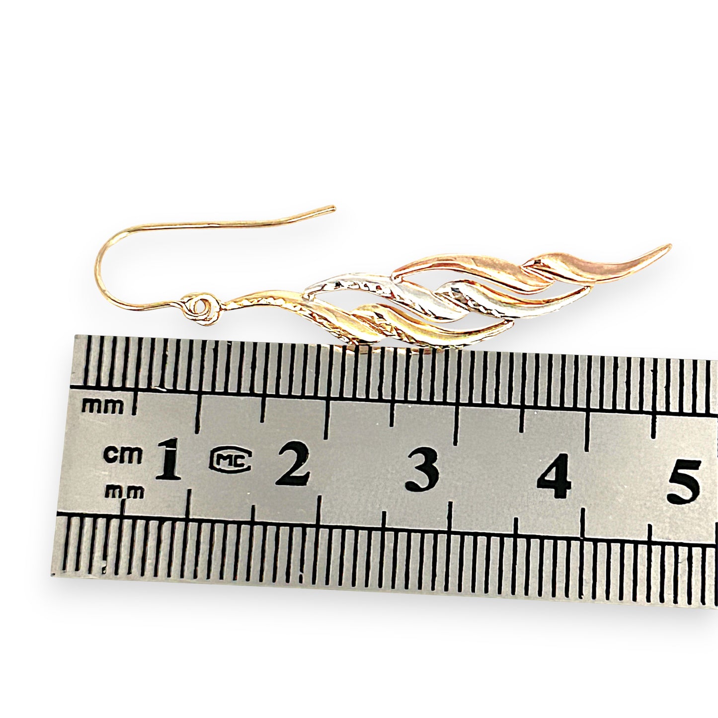 GOLD DEAL | 9ct Y/W/R Gold ri-Color Gold Twist Drop Earrings