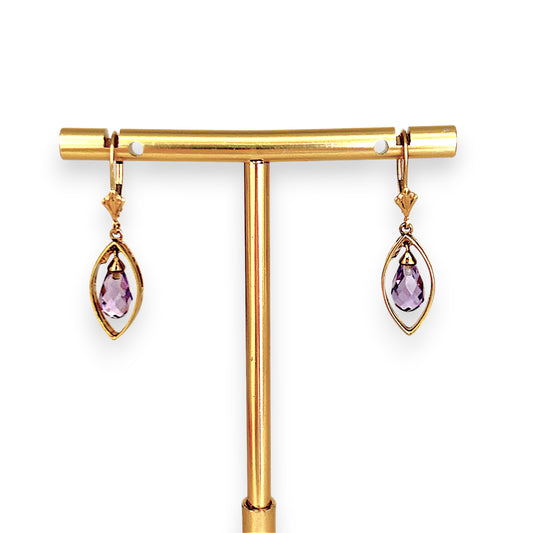 GOLD DEAL | 9ct (9K) Gold Amethyst Teardrop Earrings
