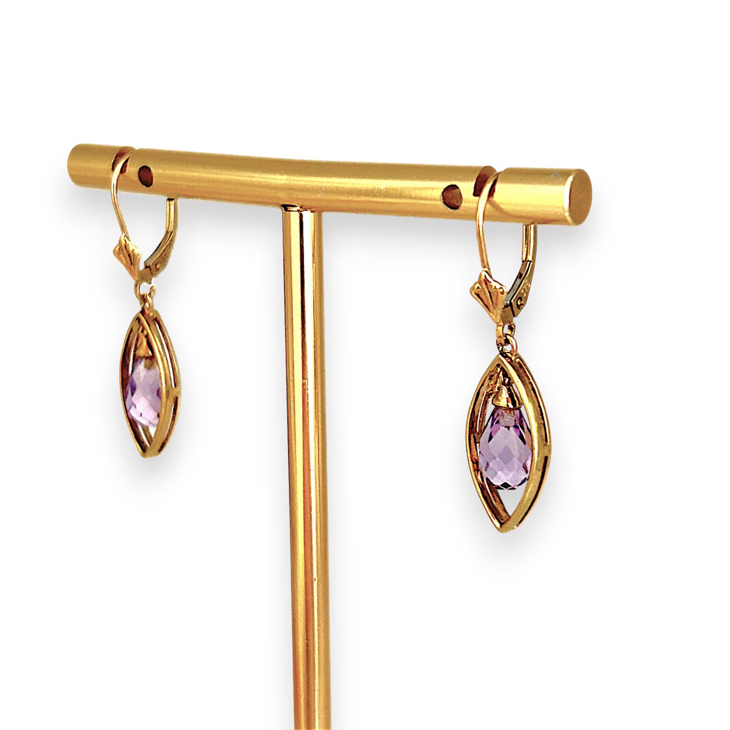 GOLD DEAL | 9ct (9K) Gold Amethyst Teardrop Earrings