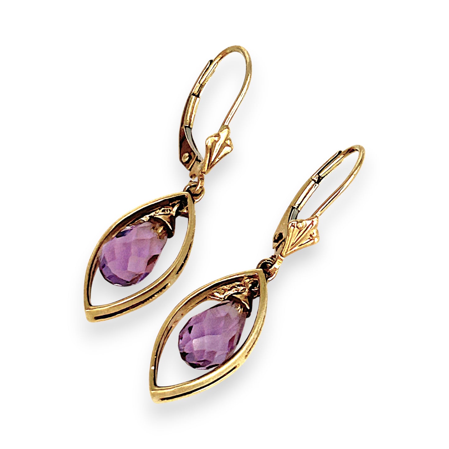 GOLD DEAL | 9ct (9K) Gold Amethyst Teardrop Earrings