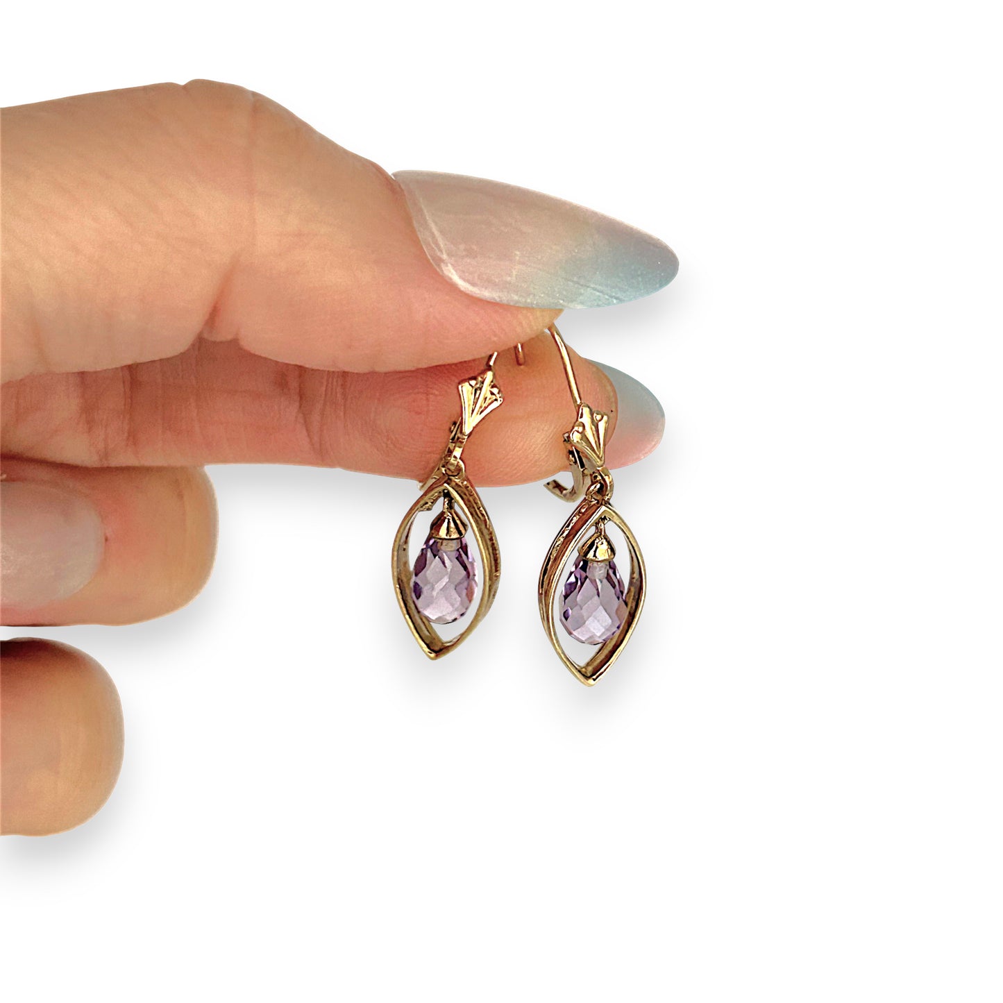 GOLD DEAL | 9ct (9K) Gold Amethyst Teardrop Earrings