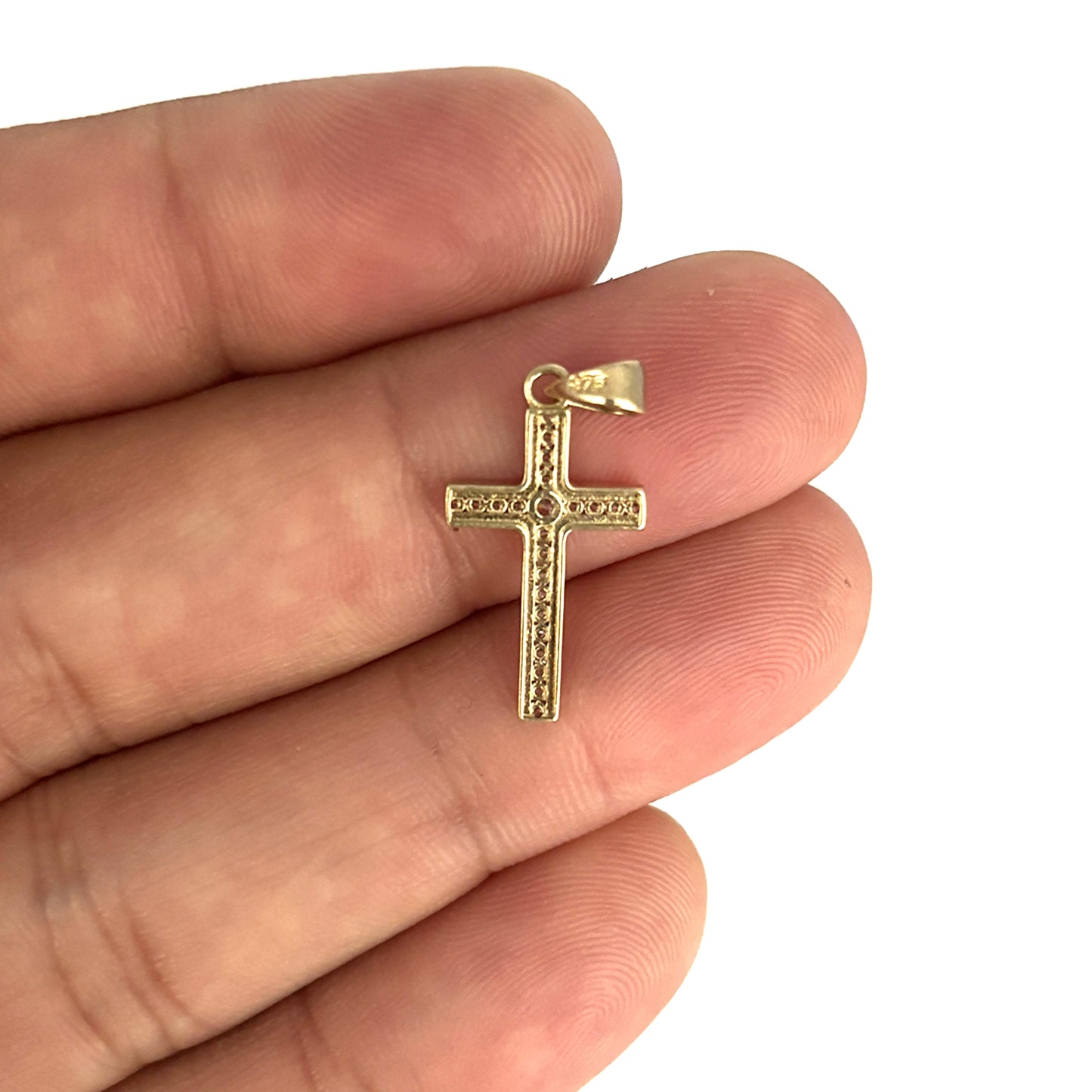 GOLD DEAL | 9ct (9K) Gold Radiant Faith Cross Pendant with Cubic Zirconia